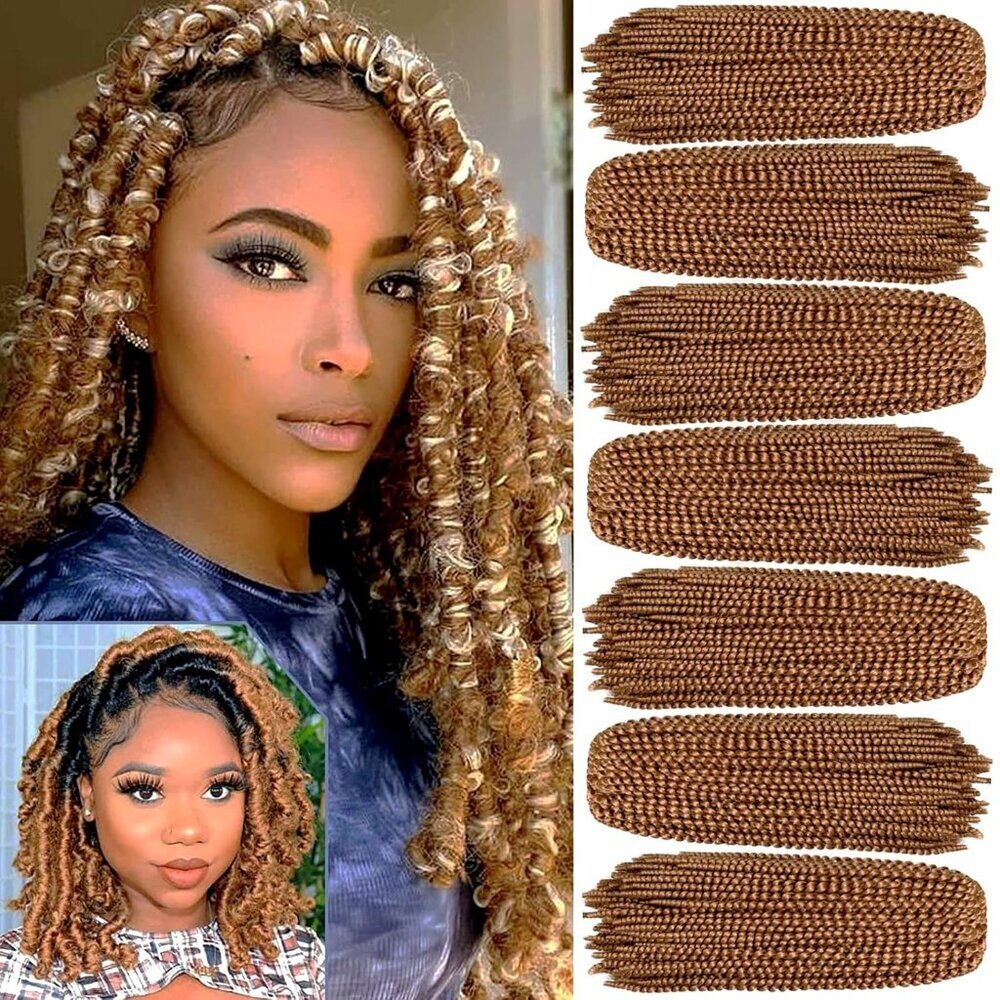 Spring Twist Crochet Hair 12In Synthetic Faux Locks for Women 7 Packs